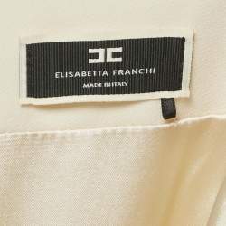 Pre Owned Elisabetta Franchi Beige  Crepe Lace Trim Flared Mini Dress M