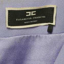 Pre Owned Elisabetta Franchi Lavender Crepe Lace Trim Flared Mini Dress M