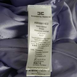 Pre Owned Elisabetta Franchi Lavender Crepe Lace Trim Flared Mini Dress M