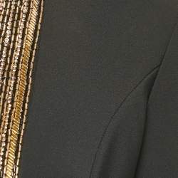Pre Owned Elisabetta Franchi Black Embellished Crepe Cropped Blazer M