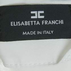 Pre Owned Elisabetta Franchi White Jersey Plunging Neck Bodysuit M