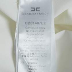 Pre Owned Elisabetta Franchi White Jersey Plunging Neck Bodysuit M