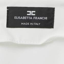 Pre Owned Elisabetta Franchi White Jersey Plunging Neck Bodysuit M