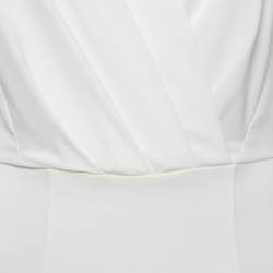 Pre Owned Elisabetta Franchi White Jersey Plunging Neck Bodysuit M