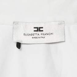 Pre Owned Elisabetta Franchi White Poplin Crop Top M
