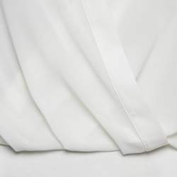 Pre Owned Elisabetta Franchi White Chiffon Plunging Neck Bodysuit S