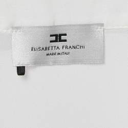 Pre Owned Elisabetta Franchi White Chiffon Plunging Neck Bodysuit S