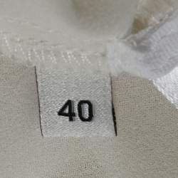 Pre Owned Elisabetta Franchi White Chiffon Plunging Neck Bodysuit S