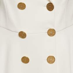 Pre Owned Elisabetta Franchi White Crepe Double Breasted Coat Dress M