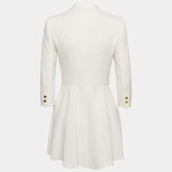 Pre Owned Elisabetta Franchi White Crepe Double Breasted Coat Dress M