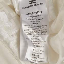 Pre Owned Elisabetta Franchi White Crepe Double Breasted Coat Dress M