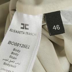 Pre Owned Elisabetta Franchi Monogram Print Jersey Bodysuit and Leggings Set M/L