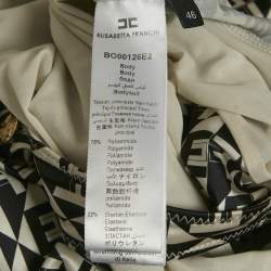 Pre Owned Elisabetta Franchi Monogram Print Jersey Bodysuit and Leggings Set M/L