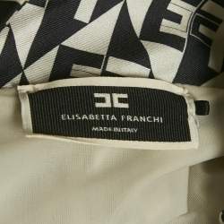 Pre Owned Elisabetta Franchi Monogram Print Jersey Bodysuit and Leggings Set M/L