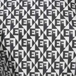 Pre Owned Elisabetta Franchi Monogram Print Jersey Bodysuit and Leggings Set M/L