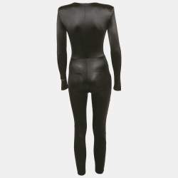 Pre Owned Elisabetta Franchi Black Jersey V-Neck Jumpsuit S