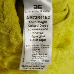 Pre Owned Elisabetta Franchi Lemon Yellow Textured Knit Sleeveless Maxi Dress S