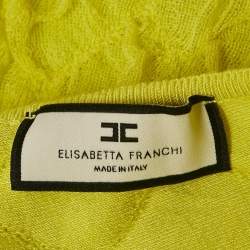 Pre Owned Elisabetta Franchi Lemon Yellow Textured Knit Sleeveless Maxi Dress S