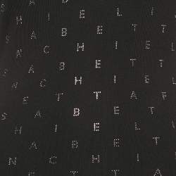 Pre Owned Elisabetta Franchi Black Rhinestone Lettering Rib Knit Red Carpet Dress M