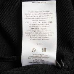 Pre Owned Elisabetta Franchi Black Rhinestone Lettering Rib Knit Red Carpet Dress M