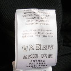 Pre Owned Elisabetta Franchi Black Rhinestone Lettering Rib Knit Red Carpet Dress M