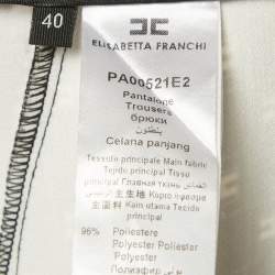 Pre Owned Elisabetta Franchi Black Logo All Over Jersey High Rise Flared Pants S