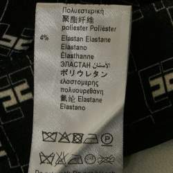 Pre Owned Elisabetta Franchi Black Logo All Over Jersey High Rise Flared Pants S