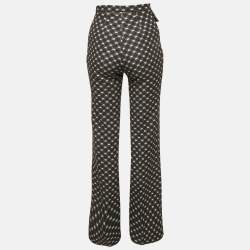 Pre Owned Elisabetta Franchi Black Logo All Over Jersey High Rise Flared Pants S