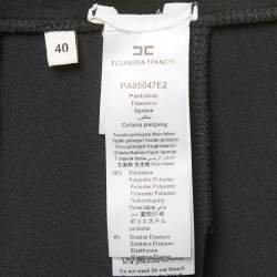 Pre Owned Elisabetta Franchi Black Satin Trim Stretch Crepe Bell Bottom Pants S