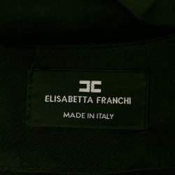 Pre Owned Elisabetta Franchi Black Crepe V-Neck Long Sleeve Bodysuit M