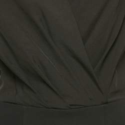 Pre Owned Elisabetta Franchi Black Crepe V-Neck Long Sleeve Bodysuit M