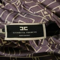 Pre Owned Elisabetta Franchi Lavender Logo Print Jersey Cut-Out Detail Jumpsuit S