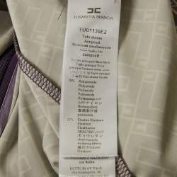 Pre Owned Elisabetta Franchi Lavender Logo Print Jersey Cut-Out Detail Jumpsuit S
