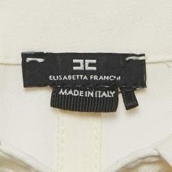 Pre Owned Elisabetta Franchi Off-White Crepe Tie-Up Blouse S