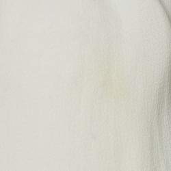 Pre Owned Elisabetta Franchi Off-White Crepe Tie-Up Blouse S