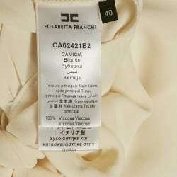 Pre Owned Elisabetta Franchi Off-White Crepe Tie-Up Blouse S