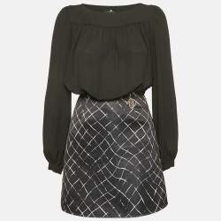 Elisabetta Franchi Black Silk and Satin Detachable Dress S