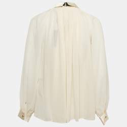 Elisabetta Franchi Beige Bow Tie Chiffon Blouse S