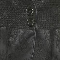 Elisabetta Franchi Black Tweed Button Front Lace Detail Jacket S