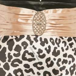 Elisabetta Franchi Pink/Black Leopard Print Satin Mini Dress M