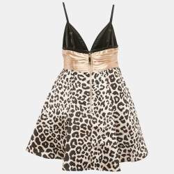 Elisabetta Franchi Pink/Black Leopard Print Satin Mini Dress M