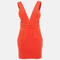 Elisabetta Franchi Orange Jersey Lace-Up Mini Dress M