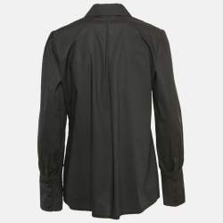 Elisabetta Franchi Black Embroidered Cotton Button Front Blouse M