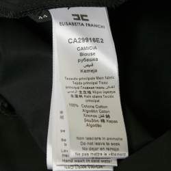 Elisabetta Franchi Black Embroidered Cotton Button Front Blouse M