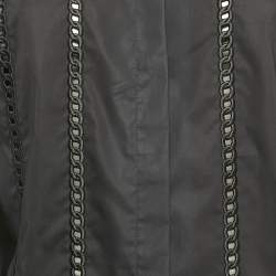 Elisabetta Franchi Black Embroidered Cotton Button Front Blouse M