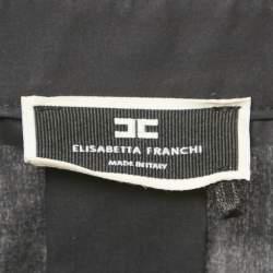 Elisabetta Franchi Black Embroidered Cotton Button Front Blouse M