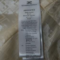 Elisabetta Franchi Cream Logo Print Stretch Crepe Bodycon Dress S