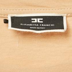 Elisabetta Franchi Beige Applique Cotton Jersey T-Shirt S