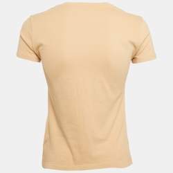Elisabetta Franchi Beige Applique Cotton Jersey T-Shirt S