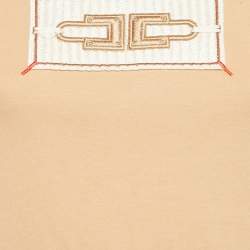Elisabetta Franchi Beige Applique Cotton Jersey T-Shirt S